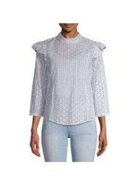 Prospect the Label Blue White Eyelet Blouse NWT Large